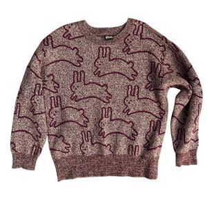 Tea Maroon Bunny Hop Marled Pullover Crewneck Sweater‎ Kids Size S Unisex